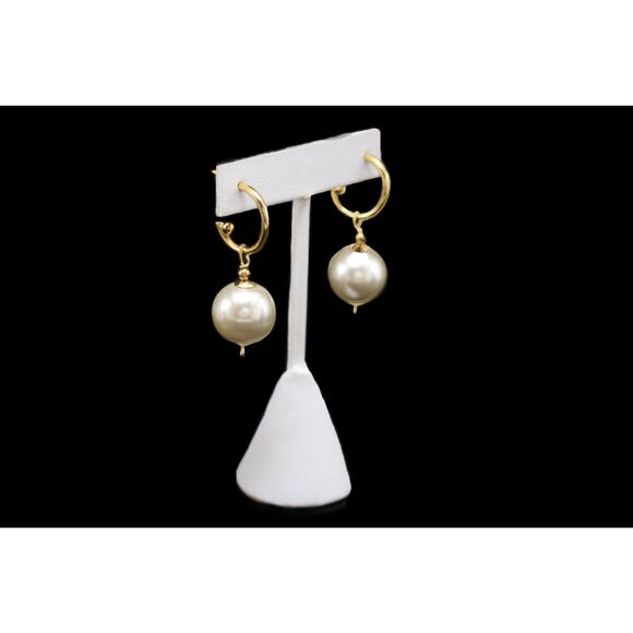 Converter earrings 16 mm Pearl Dangle 2 in 1 Earrings 14K Gold Filled 1.60" Drop - Picture 4 of 10